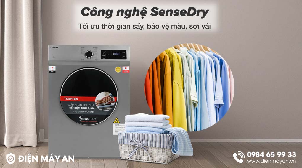 Máy Sấy Thông Hơi 7 Kg Toshiba TD-H80SEV(SK) - công nghệ sấy